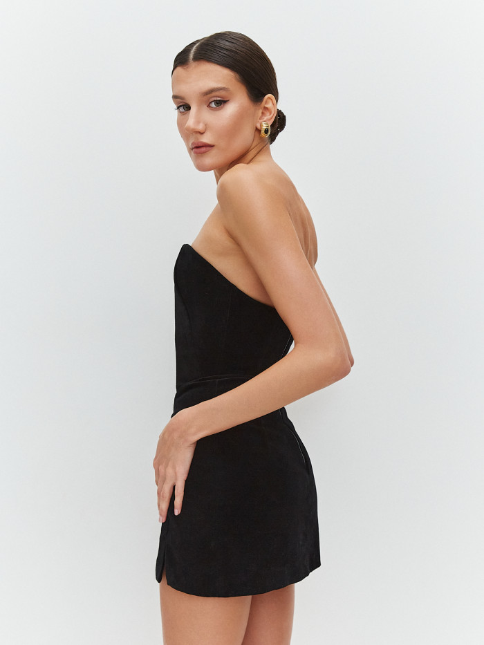 Платье корсетное, бархатное черное KVETKA PL24063.2