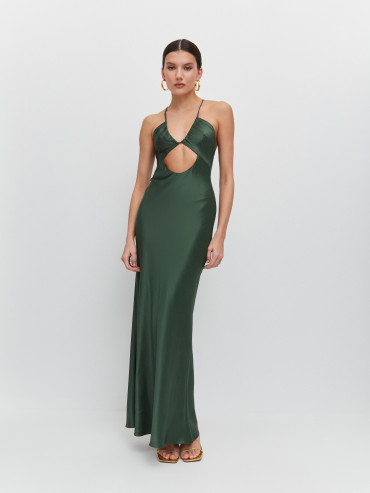 Платье с открытым декольте зеленое KVETKA PL24062.3