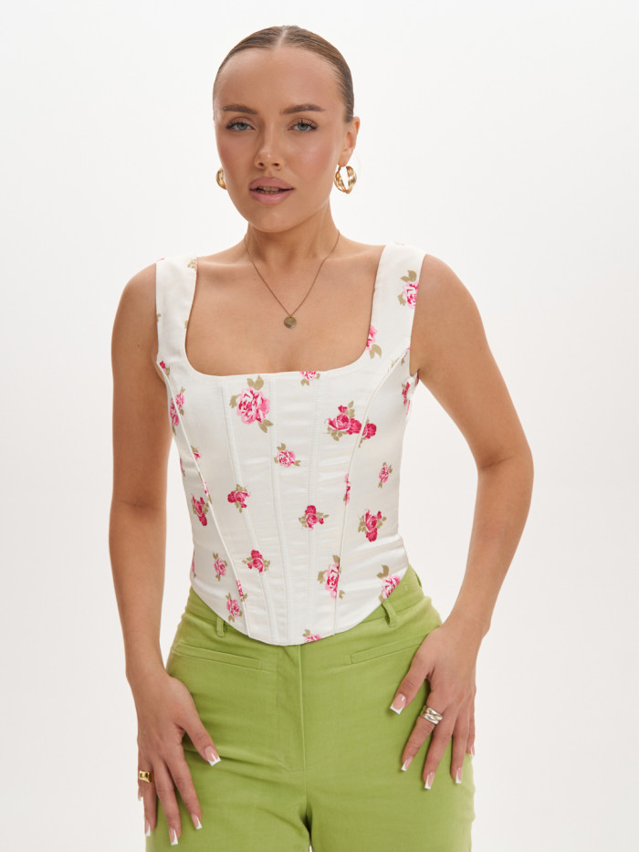 Корсет молочный с пионами KVETKA KT25110.2