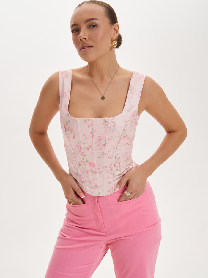 Корсет розовый с веточками KVETKA KT25110.3