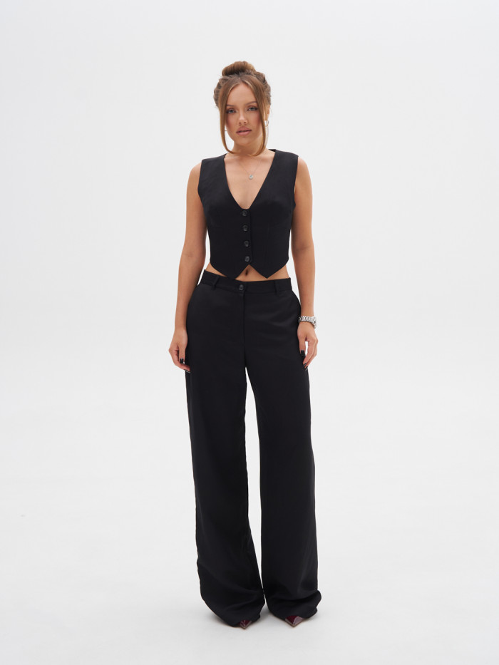 Брюки льняные черные KVETKA BR25119.1