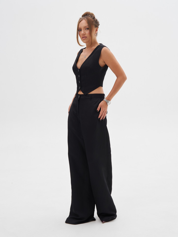 Брюки льняные черные KVETKA BR25119.1