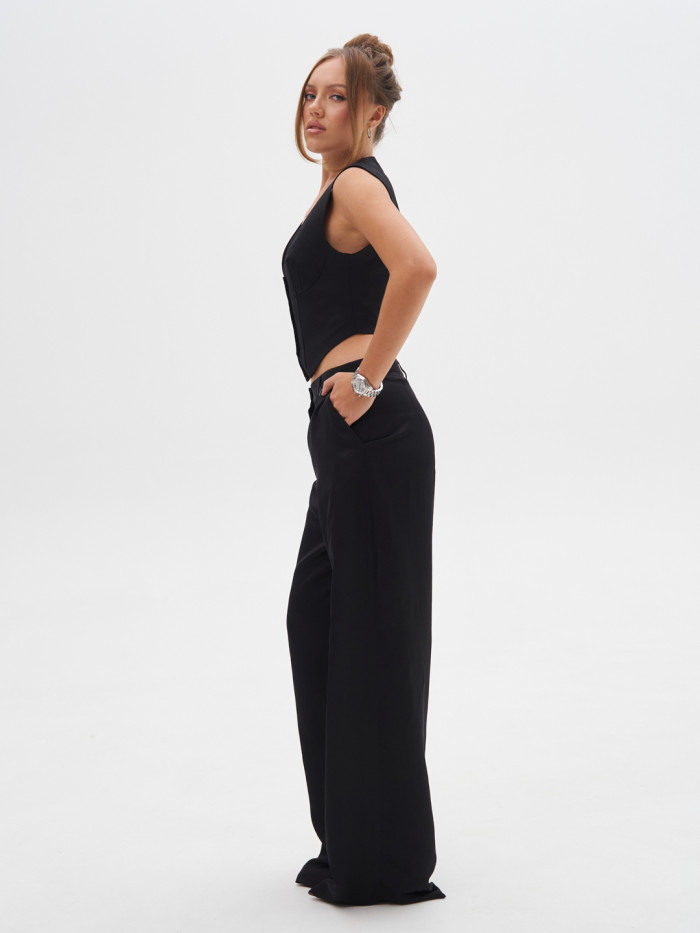 Брюки льняные черные KVETKA BR25119.1