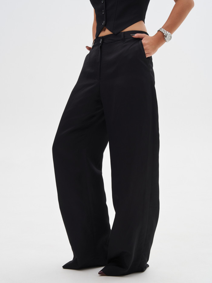 Брюки льняные черные KVETKA BR25119.1