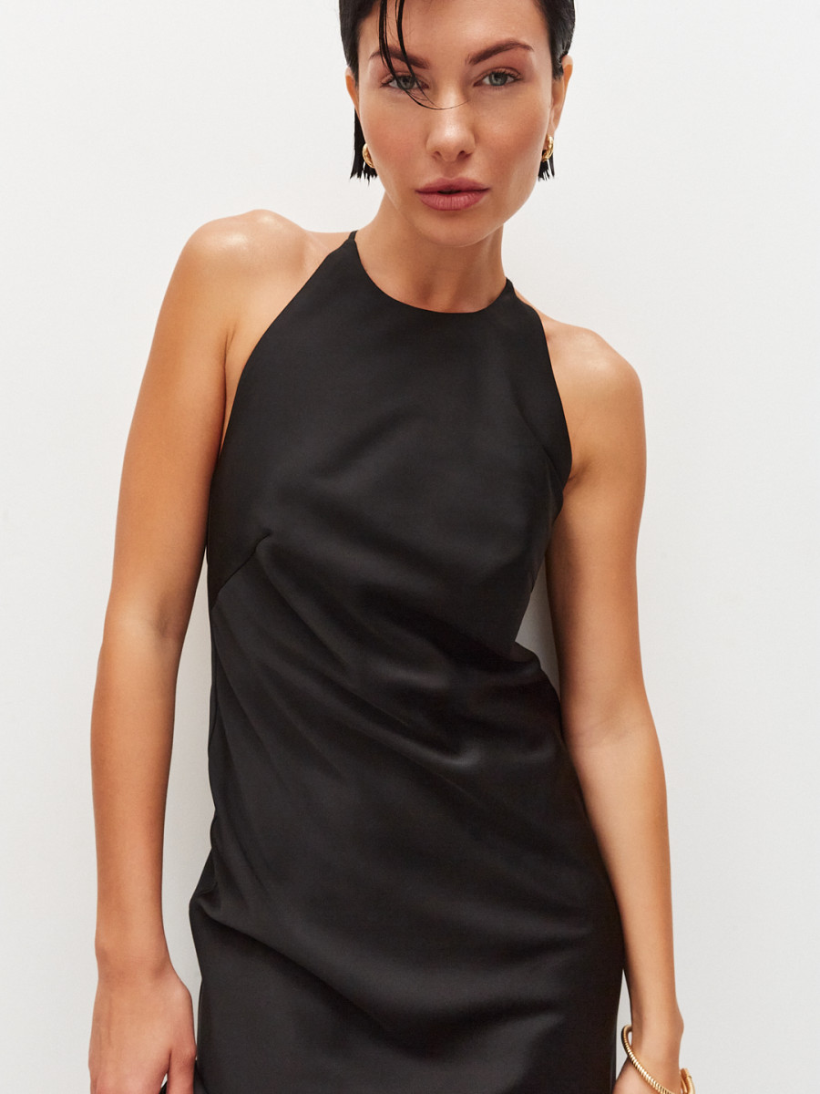 Платье с открытой спиной черное KVETKA PL23043.1