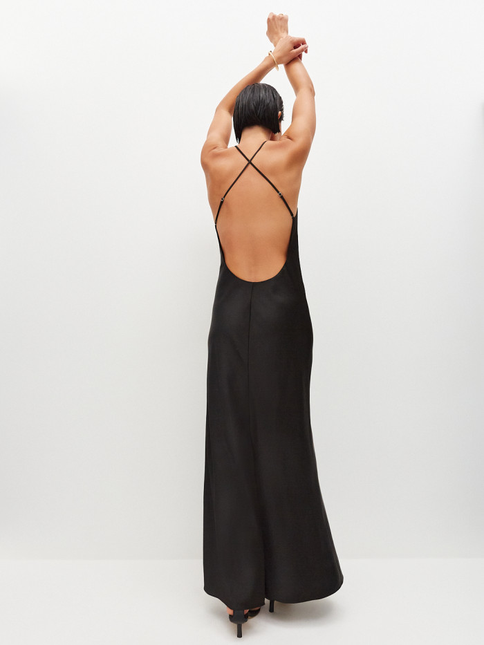 Платье с открытой спиной черное KVETKA PL23043.1